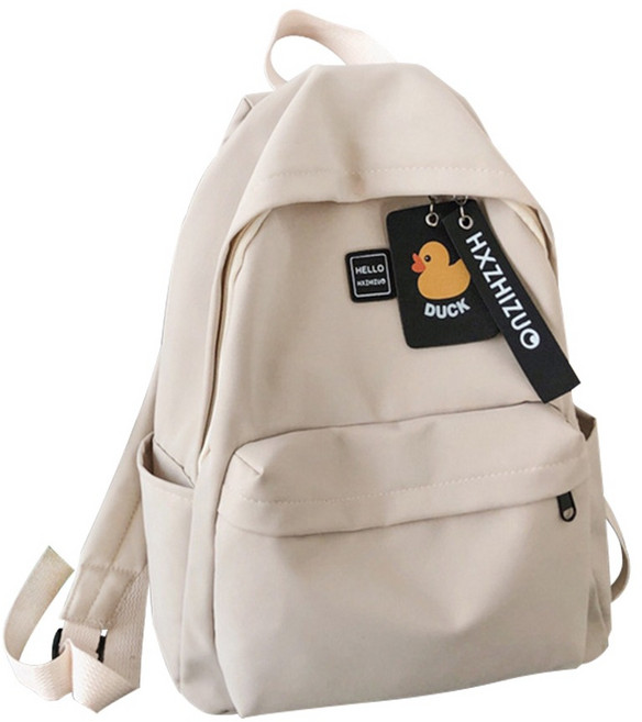 KOKOYI 韓版少女防潑水小清新雙肩學院風外出後背包, 白色