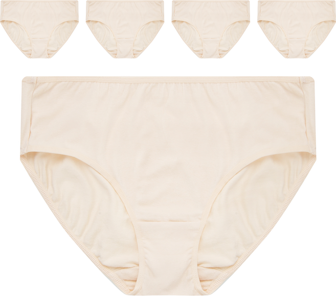 BASE ALPHA ESSENTIALS 女性日常棉質彈性內褲 5件組, 米色