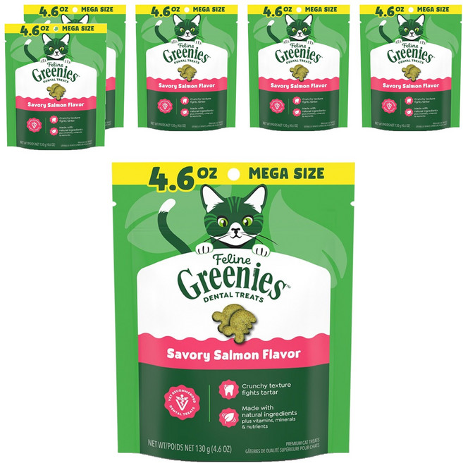 그리니즈 고양이 필라인 구강관리 스낵, 연어, 130g, 6개