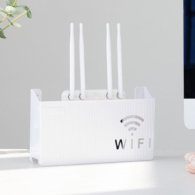 메이크마인 무타공 공유기 셋톱박스 벽걸이 와이파이보관함 선정리함, 1개, White