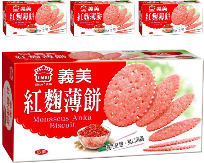 義美 紅麴養生薄餅 奶素, 120g, 4盒