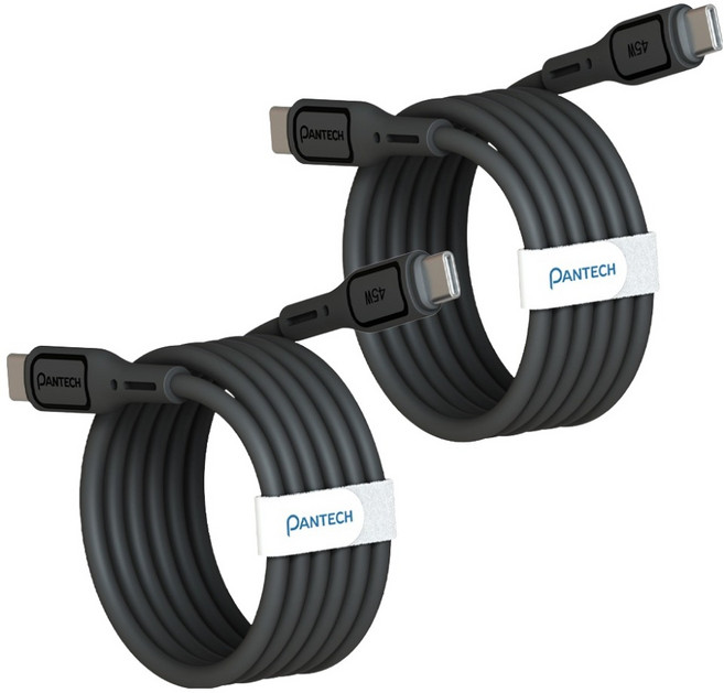 팬택 45W C타입-C타입 초고속 파스텔 케이블, 블랙, 2개, 2m