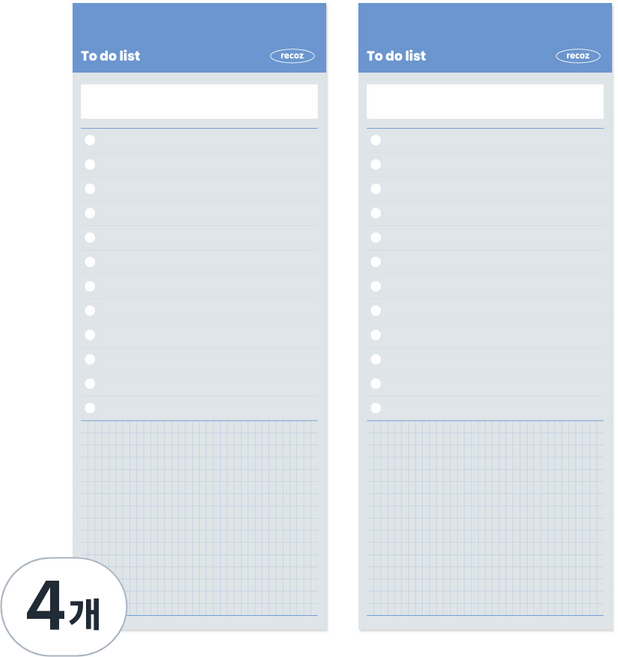 리코즈 데이투데이 메모패드, 투두리스트, 50매, 4개