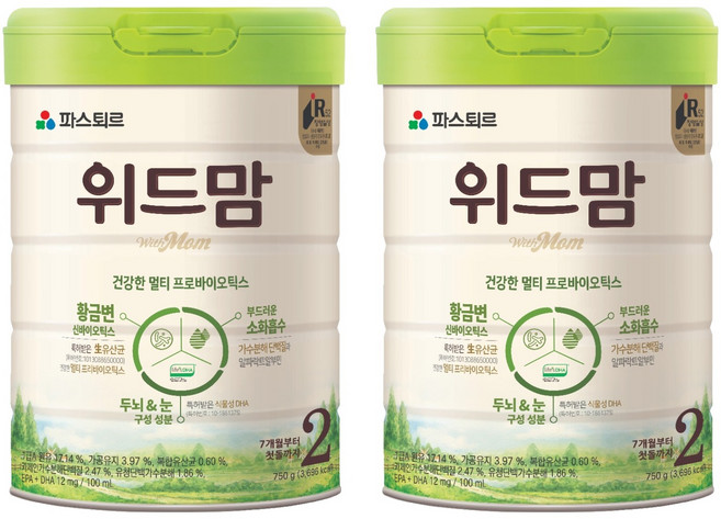 파스퇴르 위드맘 분유 2단계, 750g, 2개