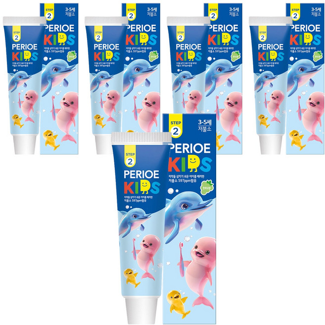 페리오 스텝2 키즈 마일드치약 청포도향, 5개, 75g