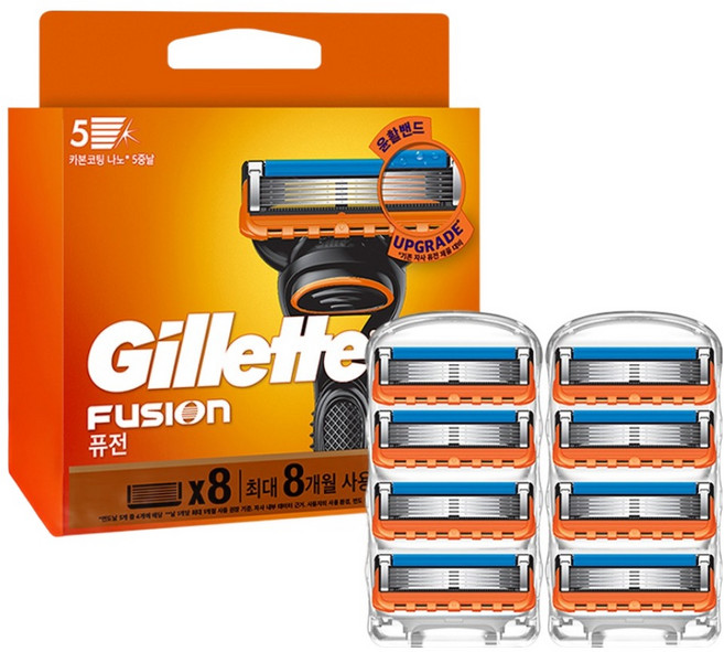Gillette 吉列 Fusion Fusion 手動刮鬍刀片, 1個, 8入