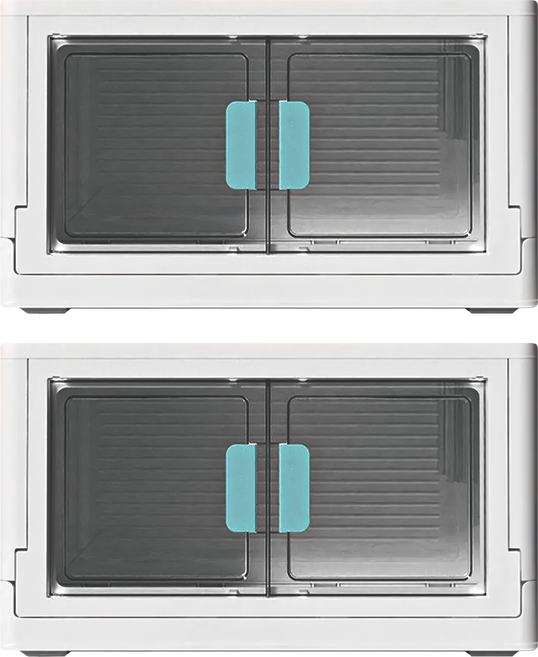 可摺疊大容量收納箱 雙開門, 藍色, 2個