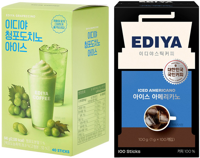 이디야 청포도치노 아이스 16g 40p + 아이스 아메리카노 1g 100p, 1세트
