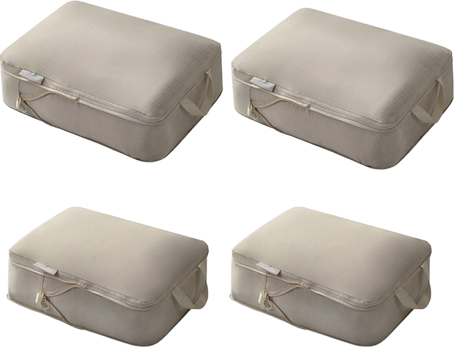 大容量手拉式雙拉鍊衣物壓縮袋 衣物收納袋組, 4件, 1組