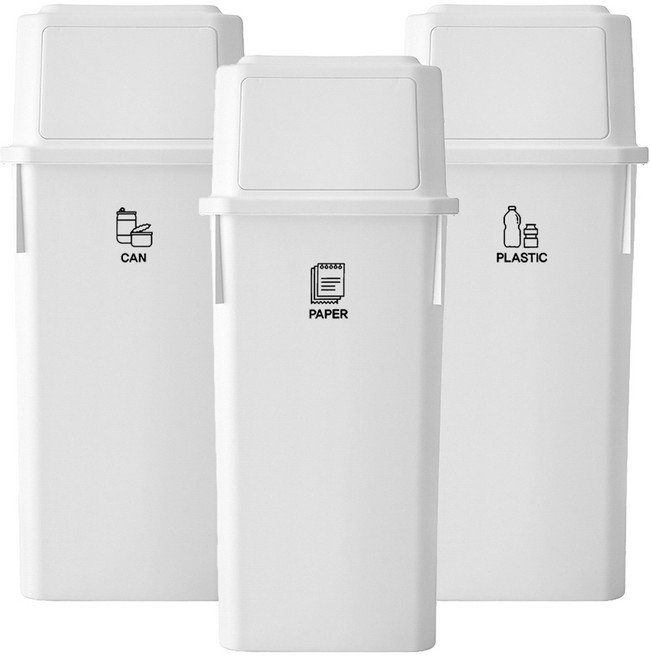 코멧 홈 깊은 쓰레기 분리수거함 60L 3p, 화이트
