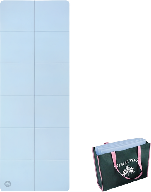 Homegym TPE好觸感無味加厚瑜珈墊 附收納袋, 天空藍 + 灰, 1個