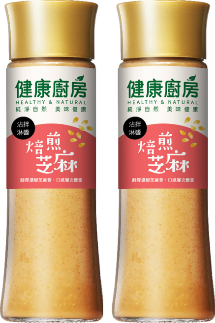 健康廚房 焙煎芝麻拌醬 完整芝麻顆粒深度炒焙 釀造醋添加 不添加防腐劑, 200ml, 2瓶