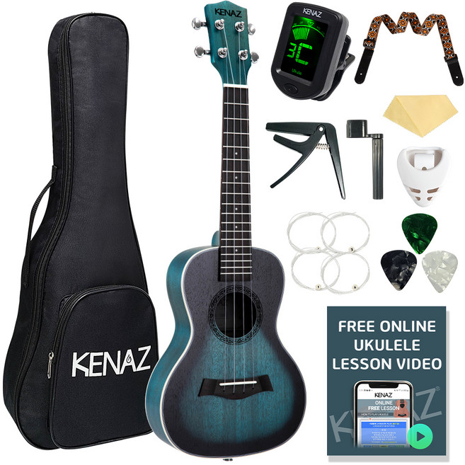 케나즈 우쿨렐레 KU75C GBL + 구성품 12종 세트, 콘서트, 1개