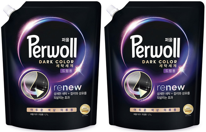 퍼울 다크 드럼용 액상 세탁세제 리필, 1.7L, 2개