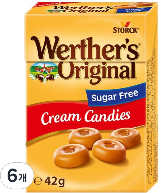 Werther's Original 道地的偉特 無糖奶油糖, 6個, 42g