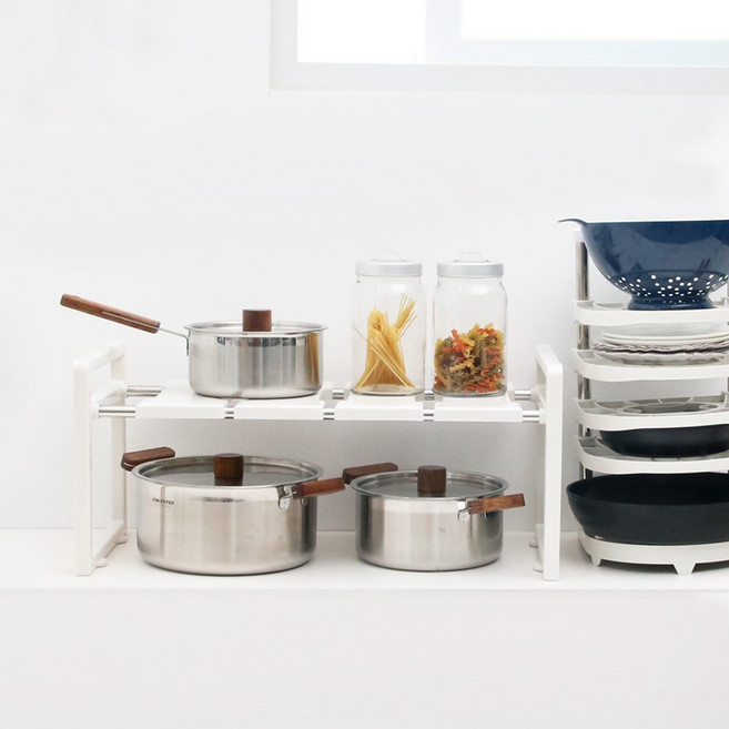 리빙해피 주방 하부 정리선반 싱크인 600, 화이트, 1개