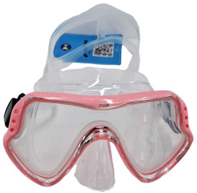 ButterFly Fish 蝴蝶魚 潛水面鏡 附收納盒 寬廣視線 柔軟裙邊, 透明粉