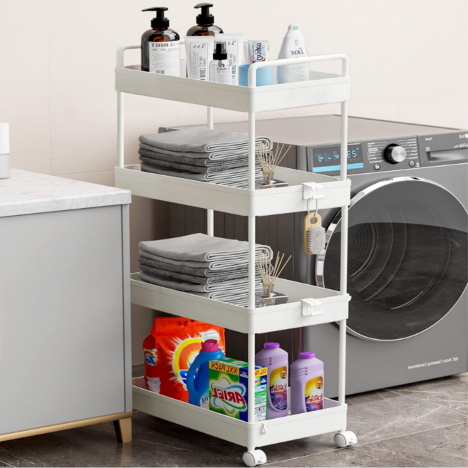 써뉴즈 홈 이동식 틈새 트롤리 4단, 화이트