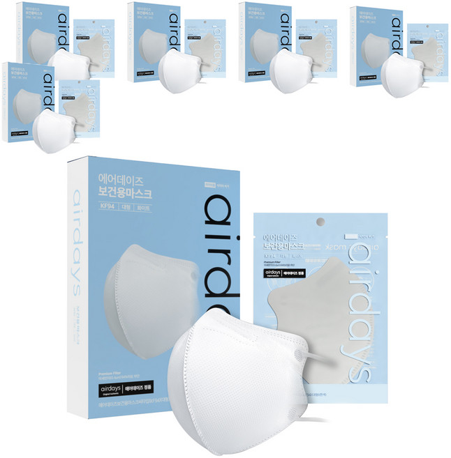 에어데이즈 보건용 마스크 씨타입 대형 KF94, 10개입, 6개, 화이트