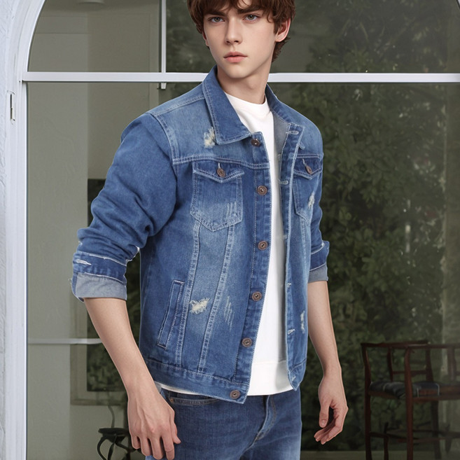 보이투맨 남성용 찢어진 워싱 청자켓 KX170A