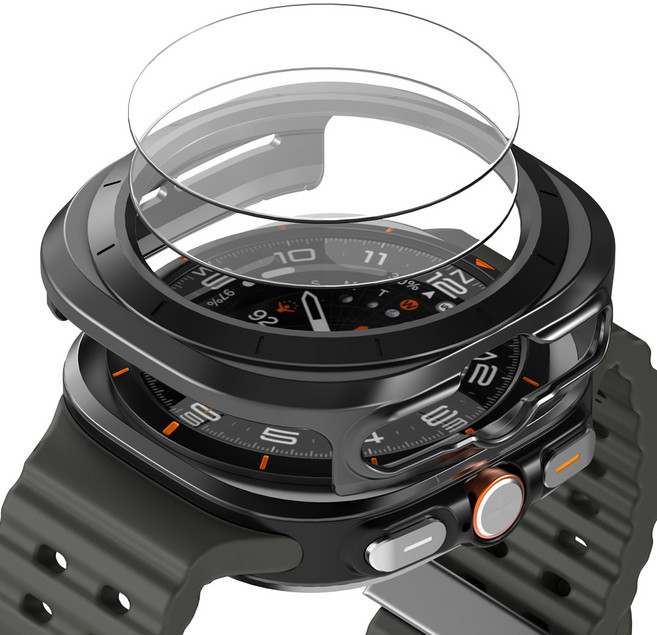 누아트 갤럭시워치 울트라 호환 커버 케이스 + 액정보호필름 47mm 2p, 블랙, 1세트