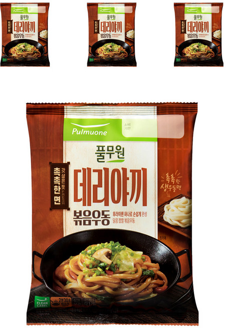 풀무원 데리야끼 볶음 우동 1인분, 193g, 4개