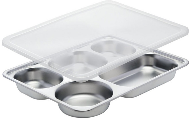 시샘 연마제없는 깊은 식판 뚜껑 세트, 실버, 1세트