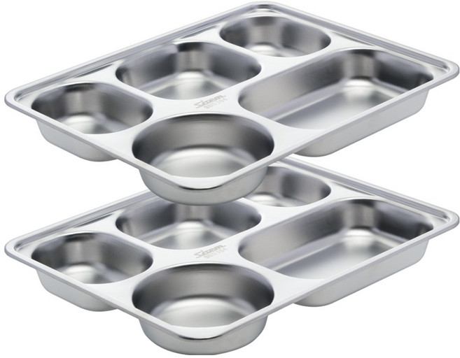 시샘 연마제없는 깊은 식판, 실버, 2개