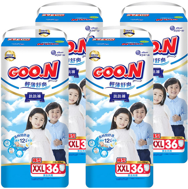 GOO.N 大王 輕薄舒爽 紙尿布 褲型 15~25kg, 2XL, 144片