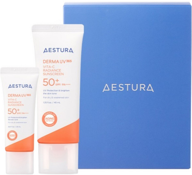 AESTURA Derma UVA/B365 Vita C 光澤保濕防曬霜 SPF50+ PA++++ 40ml + 20ml 套組, 1套