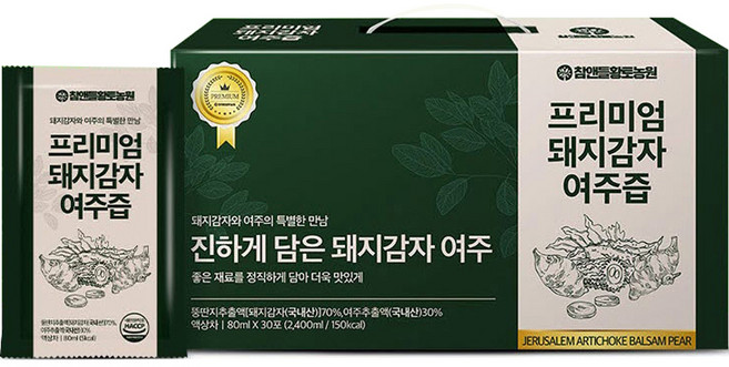 참앤들황토농원 프리미엄 돼지감자 여주즙 30p, 2.4L, 1개