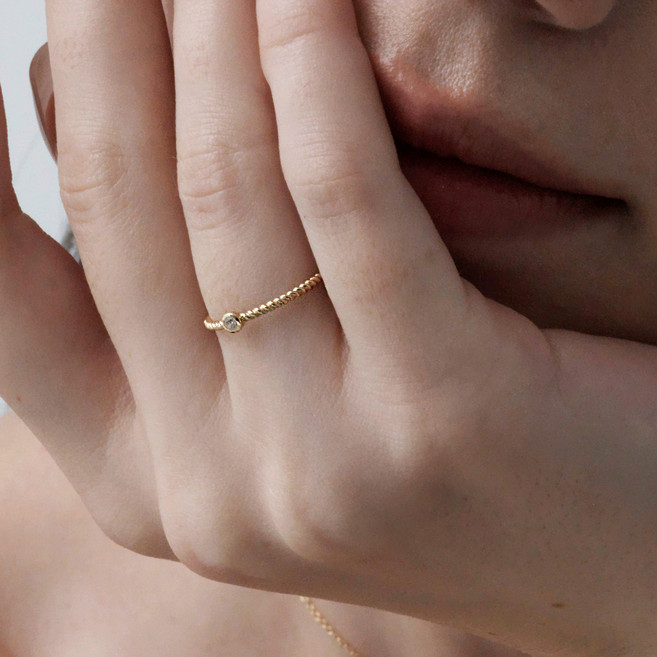 새미쥬얼리 여성용 14K 꽈배기 베젤 큐빅 반지