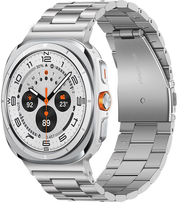 누아트 갤럭시워치 호환 스트랩 클래식핏 솔리드 메탈 밴드, 실버, 1개