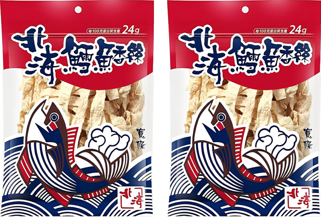 北海 鱈魚香絲 寬條, 80g, 2包