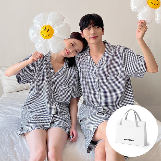 어나더디 커플용 반팔 시원에어 파자마 + 선물패키지 세트