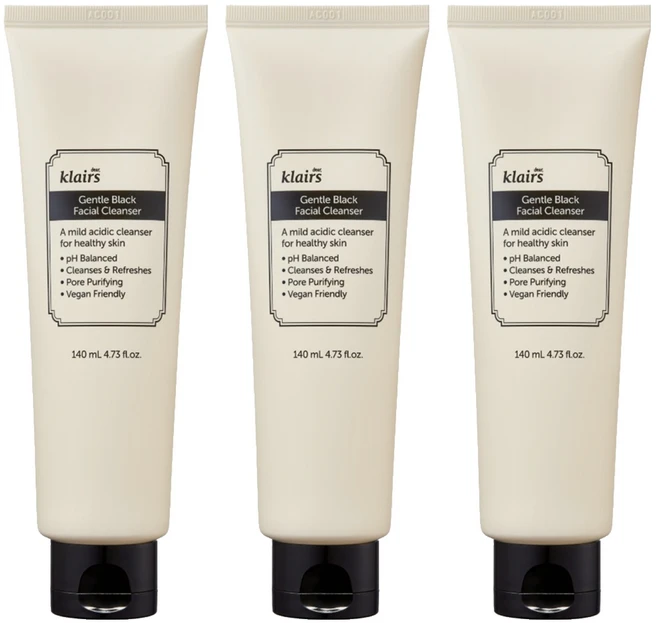 클레어스 젠틀 블랙 페이셜 클렌저, 3개, 140ml - 쿠팡
