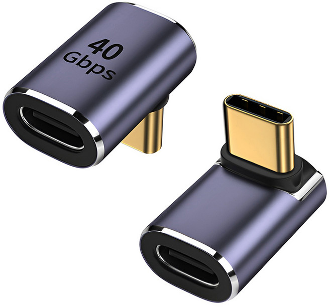 호후 스팀덱 스마트폰 C TO C 90도 직각 미니 젠더, 19.2mm, 블루그레이, 2개