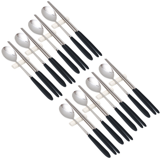 윌리브 304스텐 아모스 파스텔 수저 세트, 네이비, 숟가락 + 젓가락, 8세트