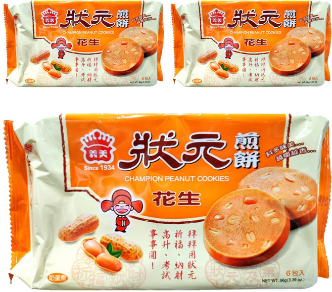 義美 狀元煎餅 奶蛋素, 96g, 3包