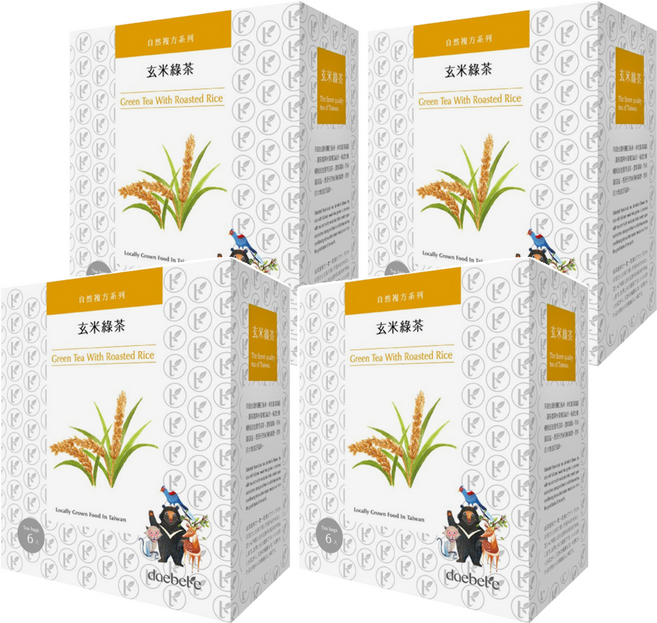 daebete 茶米茶 自然複方 玄米綠茶茶包, 3g, 6包, 4盒