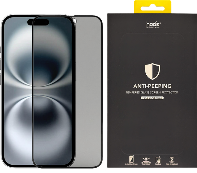 HODA 好貼 2.5D滿版 鋼化玻璃保護貼 for iPhone 15 Plus / 16 Plus 0.33mm 9H 防窺 黑色