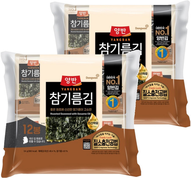 Dongwon 東遠 芝麻油海苔, 4.5g, 24包