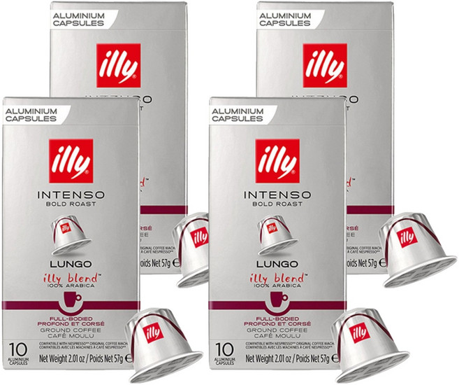 일리 네스프레소 캡슐커피 볼드 로스트 인텐소 룽고 그라운드, 5.7g, 10개입, 4개
