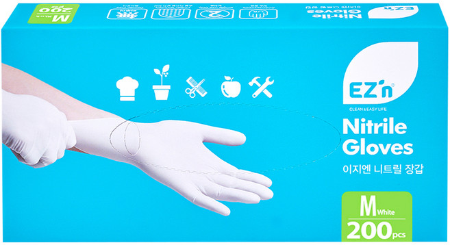 EZ'n 丁腈手套 3.5g 200入, 白色, 中( M), 1盒