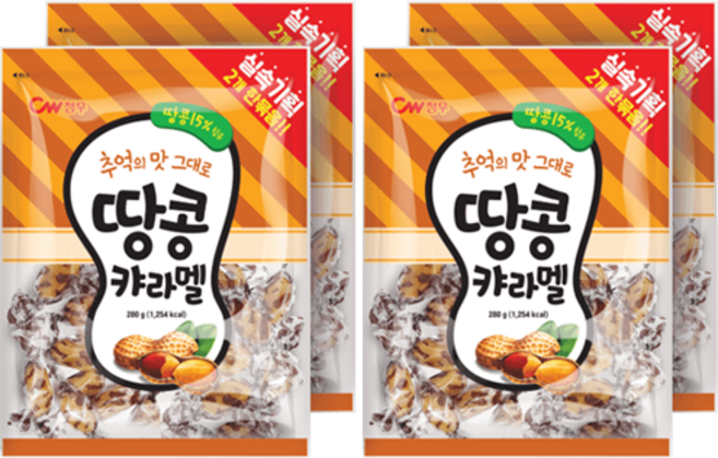 청우식품 땅콩 캬라멜, 280g, 4개