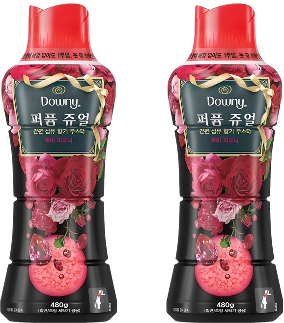 다우니 퍼퓸 쥬얼 루비 피오니 향기 부스터, 480g, 2개 - 쿠팡
