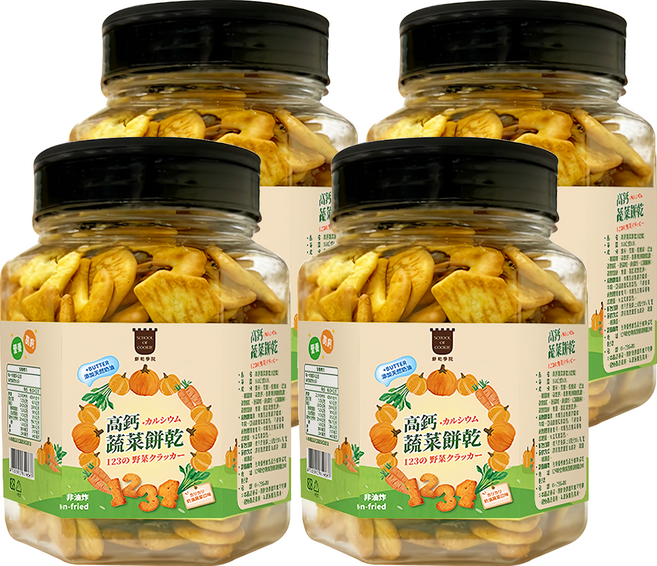 School of Cookie 台灣優格餅乾學院 高鈣蔬菜餅乾, 250g, 4罐