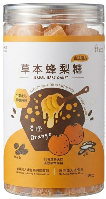 Love Nature Simple Life 依琦匠子 草本蜂梨糖 香橙口味, 500g, 1罐