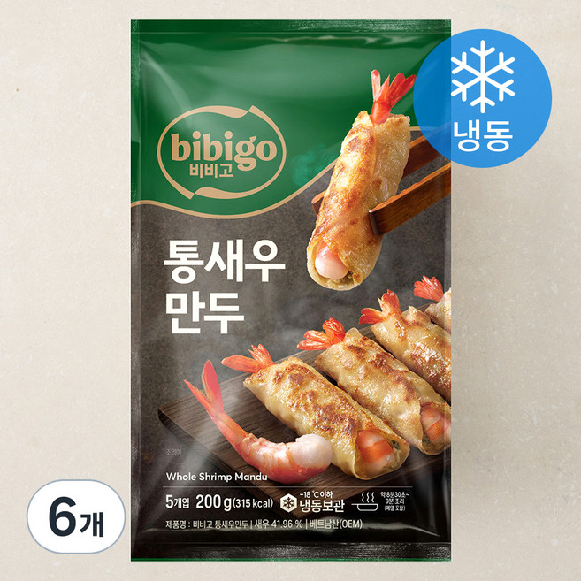 비비고 통새우 만두 (냉동), 200g, 6개