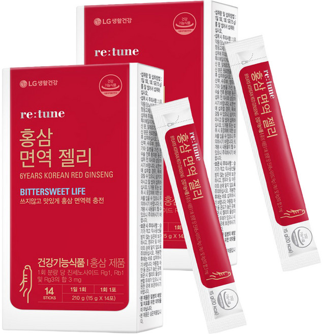 리튠 홍삼 면역 젤리, 210g, 2개